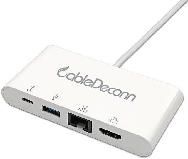 Alt view image 4 of 7 - CableDeconn thunderbolt 3 usb type-c hub hdmi ethernet rj45 usb3.0 usb c charging 4in1 adapter cable converter for 2017 macbook pro Dell XPS