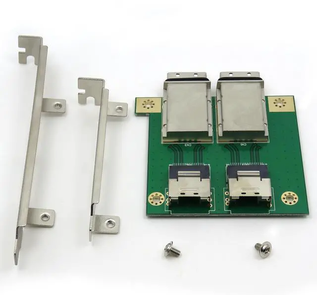 Alt view image 7 of 7 - CableDeconn Mini SAS for Internal SFF-8087 sas 36P to 2 Port External HD sas26P SFF-8088 Front Panel PCI SAS Card Adapter