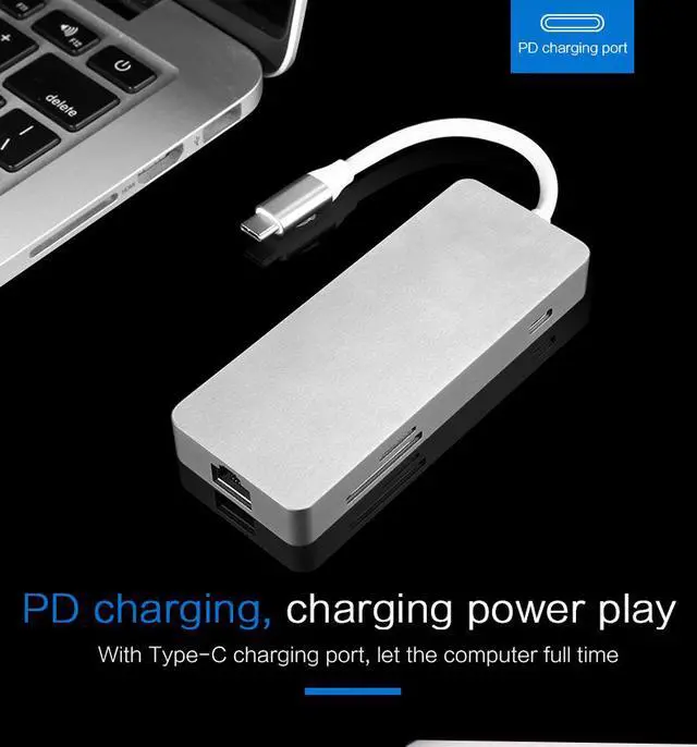 Alt view image 5 of 7 - CableDeconn usb type-c thunderbolt 3 dock hdmi 4k ethernet rj45 Multiport hub Adapter usb3.0 usb c charge tf sd card reader cable For macbook pro 2017