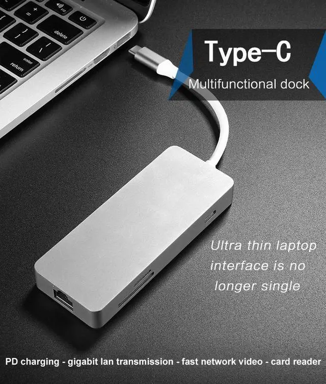 Alt view image 2 of 7 - CableDeconn usb type-c thunderbolt 3 dock hdmi 4k ethernet rj45 Multiport hub Adapter usb3.0 usb c charge tf sd card reader cable For macbook pro 2017