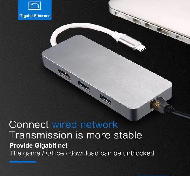 Alt view image 3 of 7 - CableDeconn usb type-c thunderbolt 3 dock hdmi 4k ethernet rj45 Multiport hub Adapter usb3.0 usb c charge tf sd card reader cable For macbook pro 2017