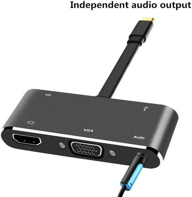Alt view image 2 of 8 - CableDeconn USB-C Hub Dock Thunderbolt 3 to HDMI 4K VGA USB3.0 Hub USB-C PD Audio Converter Cable Adapter for Macbook 2016 2017