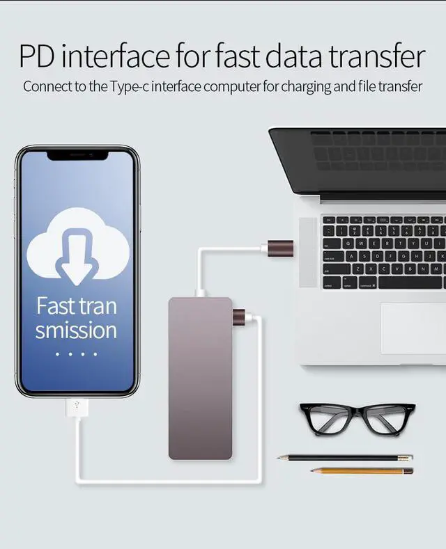 Alt view image 4 of 6 - CableDeconn USB-C Thunderbolt 3 Hub usb3.1 Type C to HDMI 4K VGA 1080P SB3.0 USB2.0 USB C PD 5in1 Docking Adapter for Macbook Pro 2017 2016