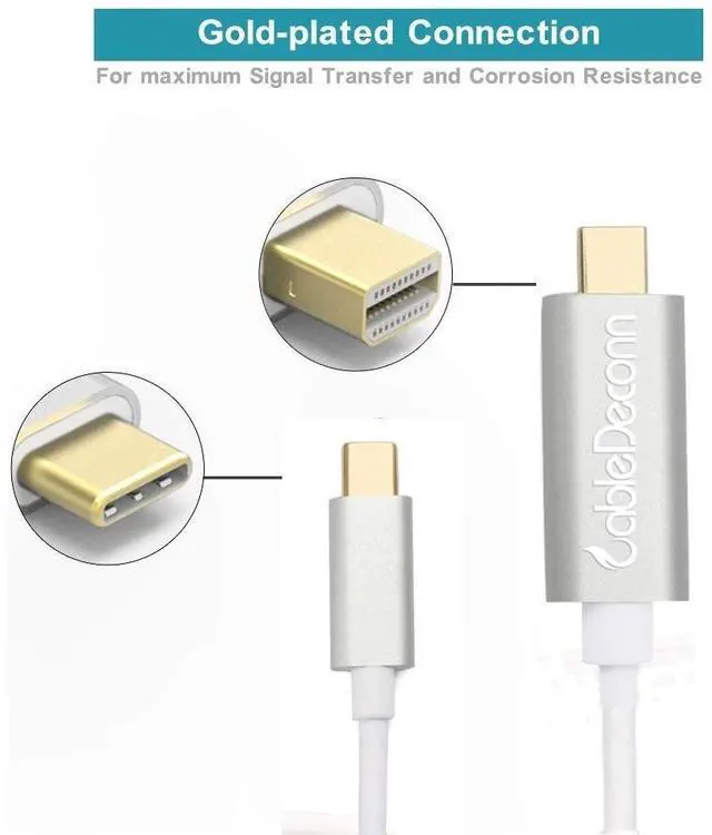 Alt view image 4 of 8 - CableDeconn usb type-c to mini displayport 4K 60HZ cable adapter usb-c mini dp adapter Male to male converter for apple new Macbook pro dell