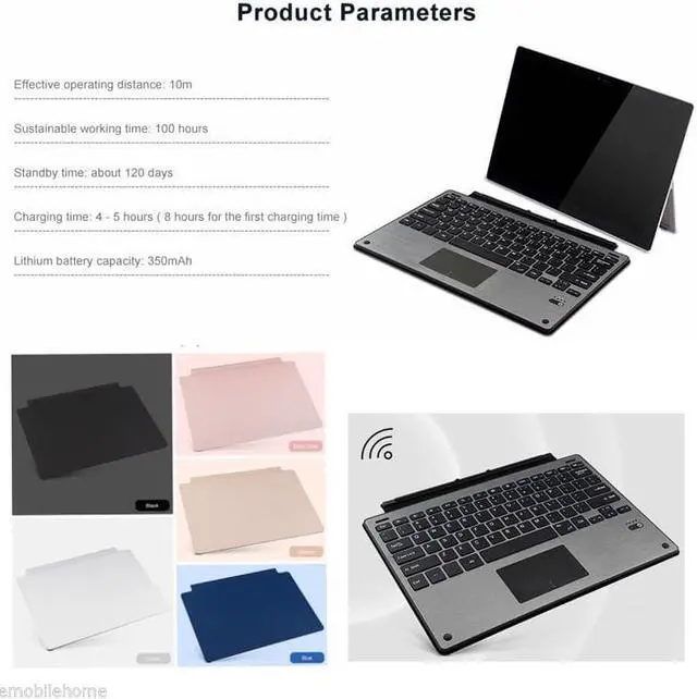 Alt view image 2 of 7 - Bluetooth 3.0 Ultra-thin Keyboard Case Cover for Microsoft Surface Pro 3/4/5