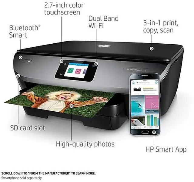 Alt view image 2 of 5 - HP ENVY Photo 7155 All-in-One Printer with Wifi and Mobile Printing