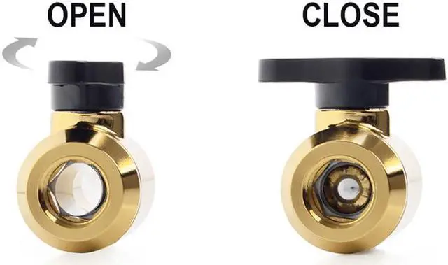 Alt view image 7 of 8 - Bitspower Mini Valve with Rotary G1/4" Extender and Inner G1/4" port, True Brass