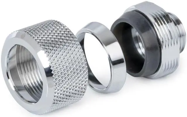 Alt view image 2 of 4 - Bitspower G1/4" Advanced Multi-Link Fitting, for 16mm OD Rigid Tubing, Silver Shining, 4-pack