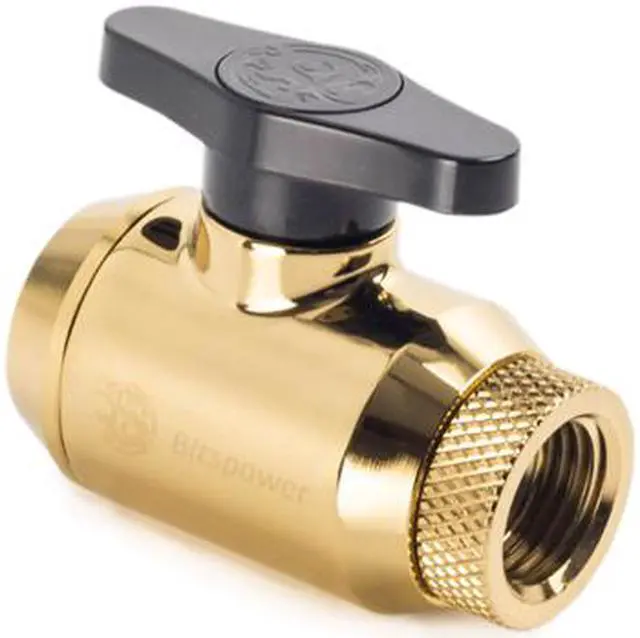 Alt view image 2 of 4 - Bitspower Mini Valve with Rotary Inner G1/4" port and Inner G1/4" port, True Brass