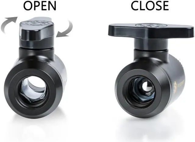 Alt view image 3 of 4 - Bitspower Mini Valve with Rotary Inner G1/4" port and Inner G1/4" port, Carbon Black