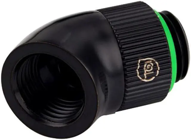Main image of Bitspower Touchaqua G1/4" Rotary 45-Degree Extender Fitting, Glorious Black, 2-pack