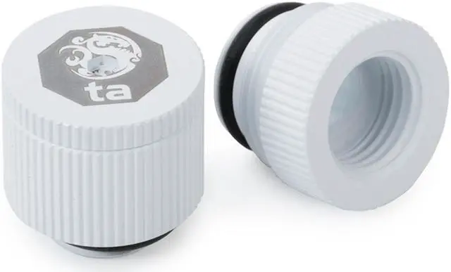 Alt view image 2 of 5 - Bitspower Touchaqua Water-exhaust Fitting V2, Deluxe White, 2-pack--BPTA-EFW-V2-DW