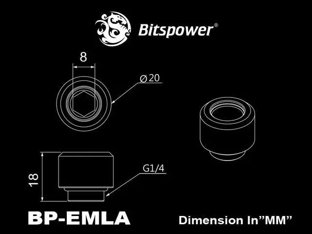 Alt view image 3 of 4 - Bitspower G1/4" Advanced Multi-Link Fitting, for 12mm OD Rigid Tubing, Black Sparkle, 4-pack