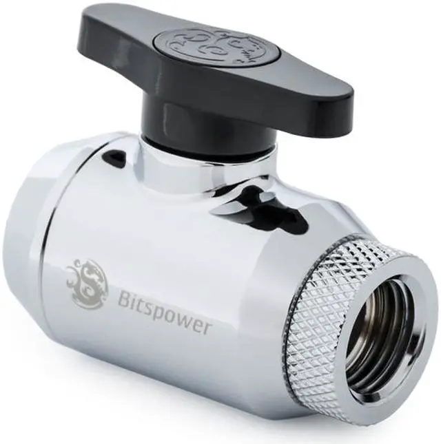 Alt view image 2 of 4 - Bitspower Mini Valve with Rotary Inner G1/4" port and Inner G1/4" port, Silver Shining