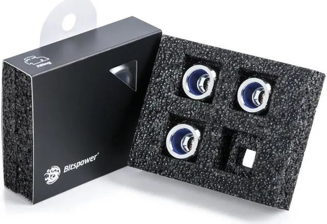 Main image of Bitspower G1/4" Advanced Multi-Link Fitting, for 14mm OD Rigid Tubing, Silver Shining, 4-pack