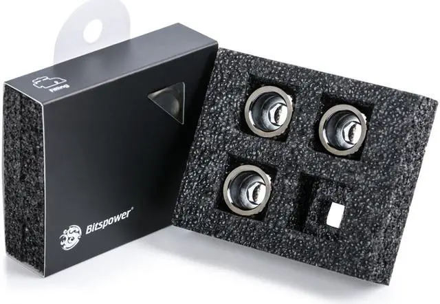 Main image of Bitspower G1/4" Advanced Multi-Link Fitting, for 16mm OD Rigid Tubing, Black Sparkle, 4-pack