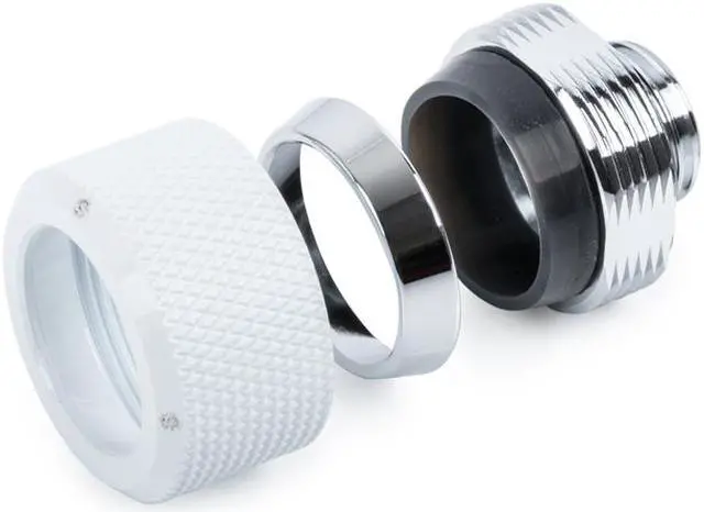Alt view image 2 of 4 - Bitspower G1/4" Advanced Multi-Link Fitting, for 16mm OD Rigid Tubing, Deluxe White, 4-pack
