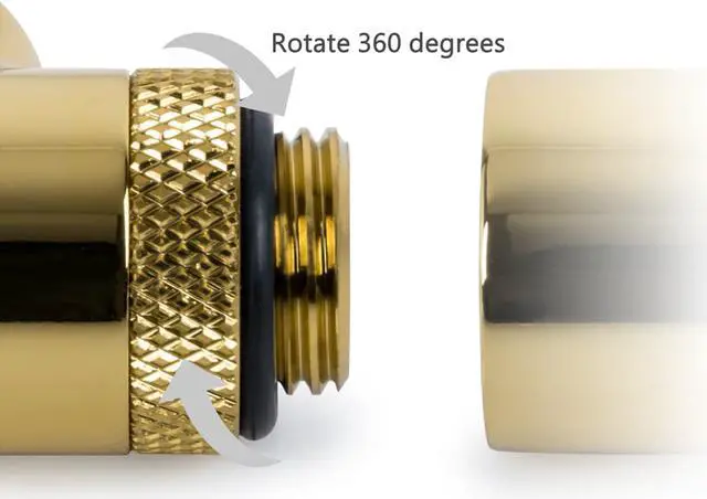 Alt view image 3 of 8 - Bitspower T-Block Rotary Fitting, True Brass