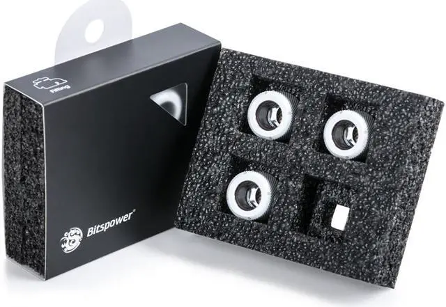Main image of Bitspower G1/4" Advanced Multi-Link Fitting, for 12mm OD Rigid Tubing, Deluxe White, 4-pack