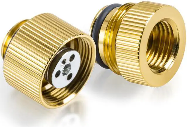 Alt view image 3 of 5 - Bitspower Touchaqua Water-exhaust Fitting V2, True Brass, 2-pack--BPTA-EFW-V2-TB