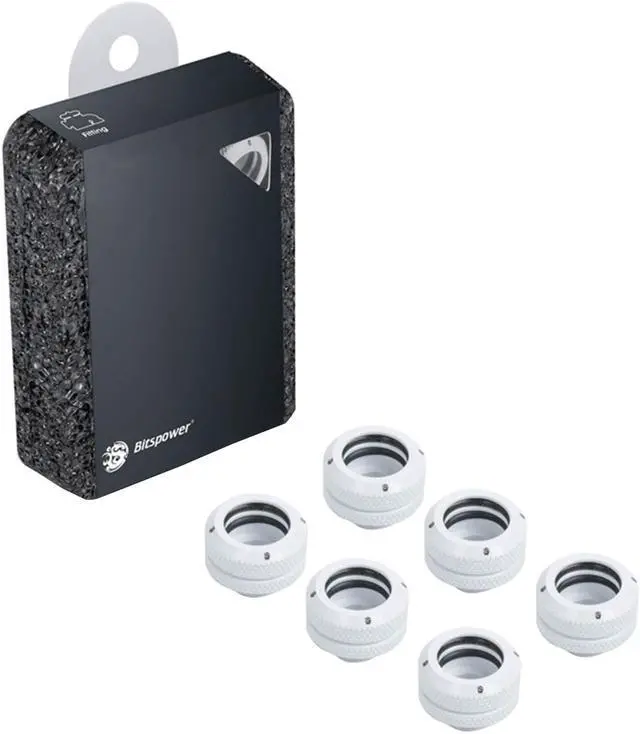 Main image of Bitspower G1/4" to Enhance Multi-Link Fitting for 14mm OD Rigid Tubing, Deluxe White, 6-pack