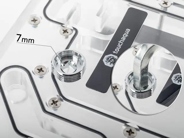 Alt view image 3 of 3 - Bitspower Touchaqua Advanced G1/4" Tighten Fitting for 16mm OD Rigid Tubing, Glorious Silver, 2-pack