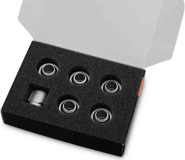 Alt view image 2 of 8 - EKWB EK-Quantum Torque STC-10/16 Compression Fitting for Soft Tubing, 10/16mm (3/8" ID, 5/8" OD), Satin Titanium, 6-pack