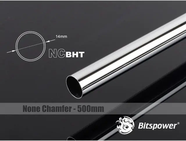 Main image of Bitspower None Chamfer Brass Link Tubing, 14mm OD (0.70mm WD), 500mm, Silver Shining