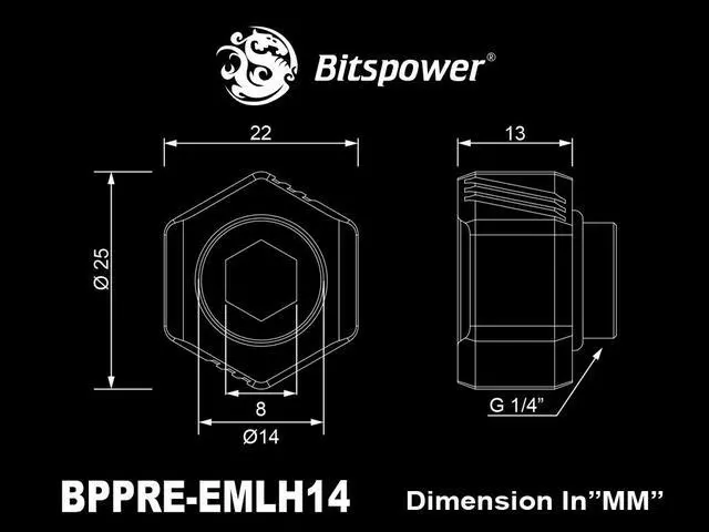 Alt view image 4 of 8 - Bitspower Premium G1/4" Hex Multi-Link for 12mm OD Rigid Tubing, Black Sparkle, 6-pack