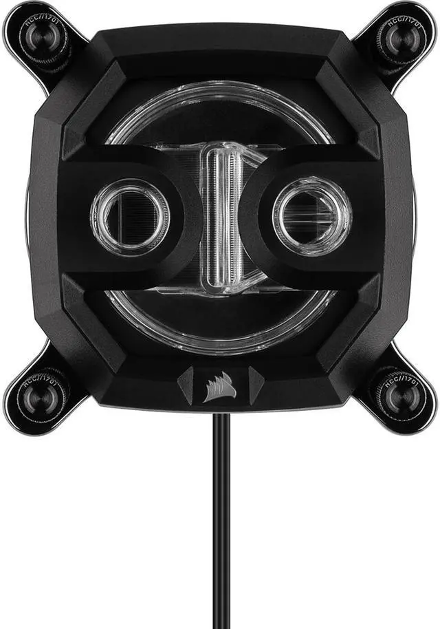 Alt view image 2 of 7 - CORSAIR Hydro X Series XC7 RGB CPU Water Block (1200/AM4) - Nickel-Plated Copper Cold Plate - Black - More Than 60 Micro-Cooling Fins - 16 Individually Addressable RGB LEDs