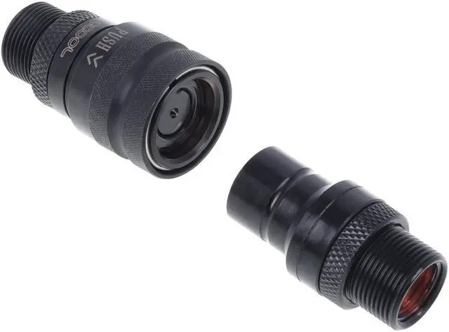 Alt view image 6 of 7 - Alphacool Eiszapfen HF Quick Release Connector Kit with Double Bulkhead G1/4" Inner Thread, Deep Black