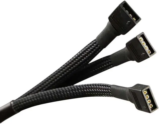 Alt view image 4 of 4 - Darkside 12v 4-Pin RGB 3-Way Splitter Cable – Jet Black Sleeved (DS-1035)