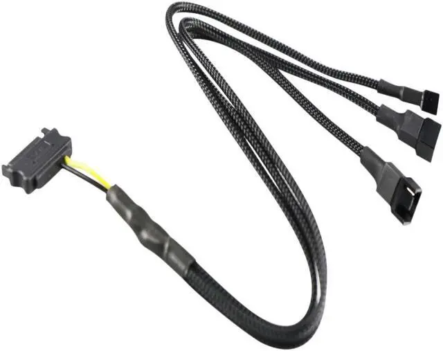 Alt view image 3 of 4 - Darkside Three-Way 4-Pin/3-Pin Fan Slitter Cable With SATA Power (DS-0931)