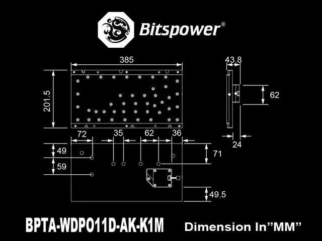 Alt view image 4 of 5 - Bitspower Touchaqua Sedna O11D Lite-F for LIAN LI O11 DYNAMIC Series Reservoir and Pump