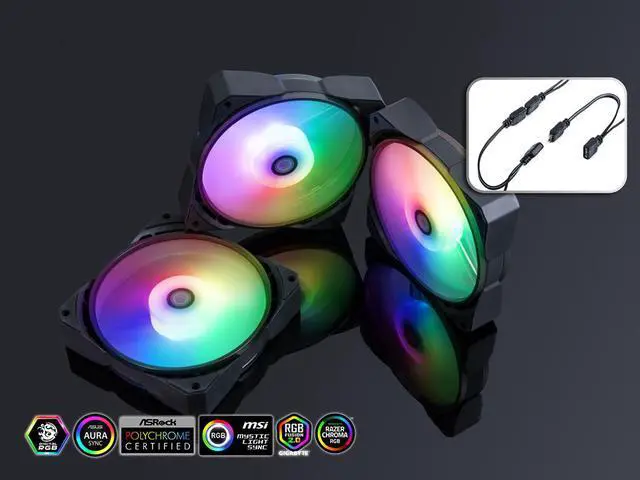 Alt view image 2 of 9 - Bitspower Touchaqua NJORD II 120 PWM Fan, Digital RGB, 5-Pack