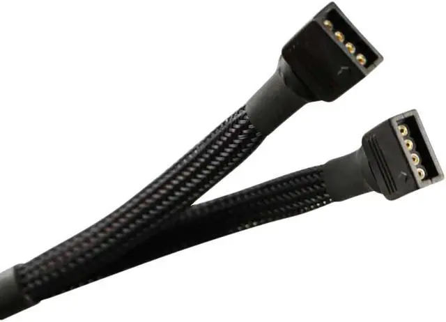 Alt view image 3 of 3 - Darkside 12v 4-Pin RGB 2-Way Splitter Cable – Jet Black Sleeved (DS-1036)