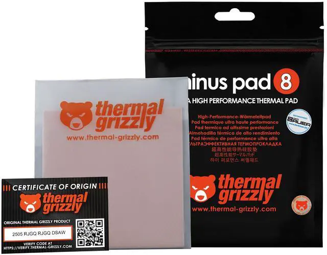 Alt view image 13 of 14 - Thermal Grizzly Minus Pad 8 - 100x 100x 1.0 mm - 2 pcs, Pink (TG-MP8-100-100-10-2R)