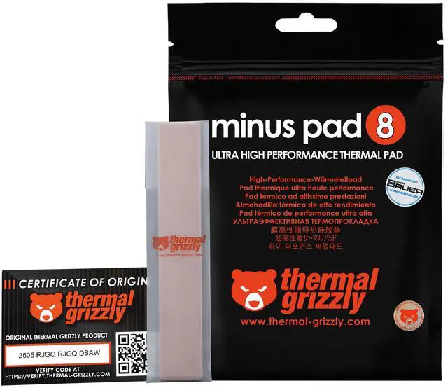 Alt view image 20 of 20 - Thermal grizzly TG-MP8-120-20-15-2R Minus Pad 8 Thermal Pad 120x20x1.5mm, High Conductivity compatible SSDs, GPUs (2-Pack)