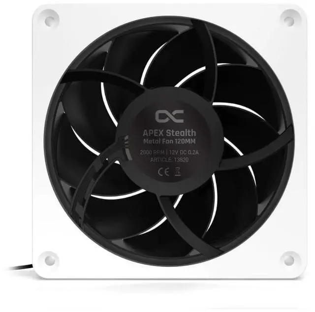 Alt view image 10 of 13 - Alphacool Apex Stealth Metal Fan 3000rpm White - 120x120x25mm, 120mm, 4-Pin PWM, 4.23 mmH2O, 70.98 CFM, 12V (13825)