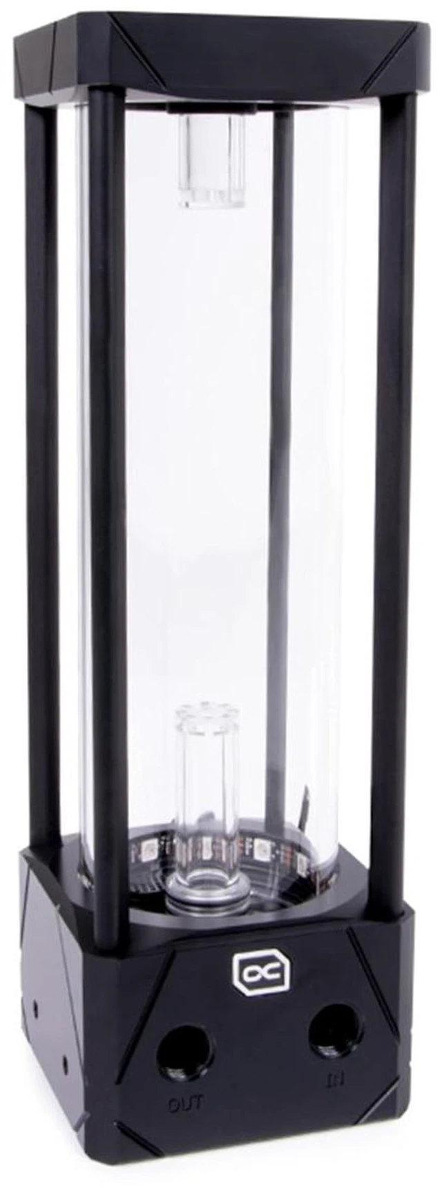 Alt view image 4 of 10 - Alphacool Eisbecher Aurora 250mm Glass Reservoir with D5 Body (Pump Not Included), Black/acetal, G1/4, Borosilicate Glass (15379)