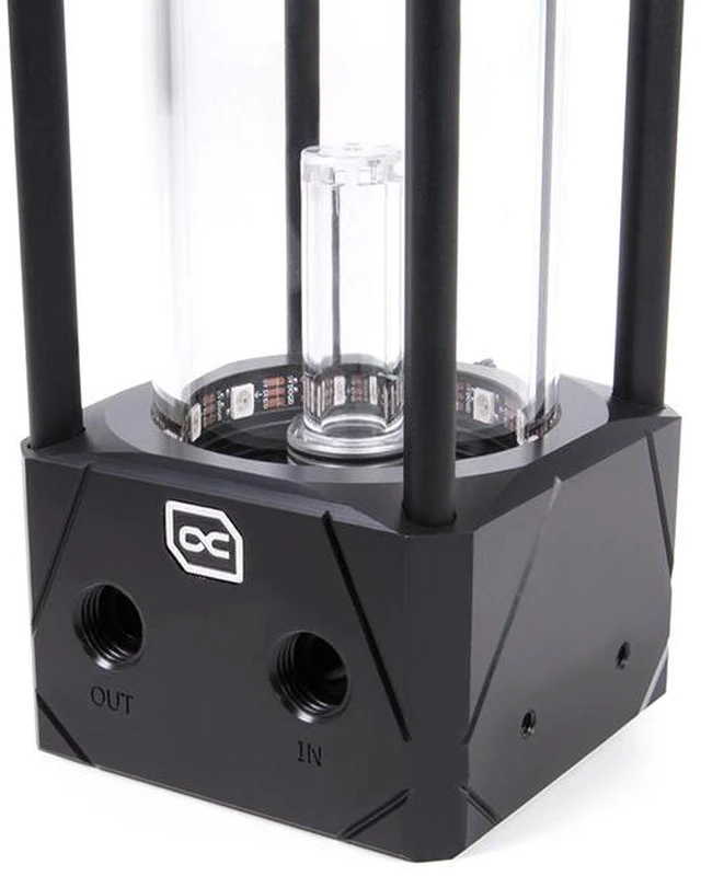 Alt view image 7 of 10 - Alphacool Eisbecher Aurora 250mm Glass Reservoir with D5 Body (Pump Not Included), Black/acetal, G1/4, Borosilicate Glass (15379)