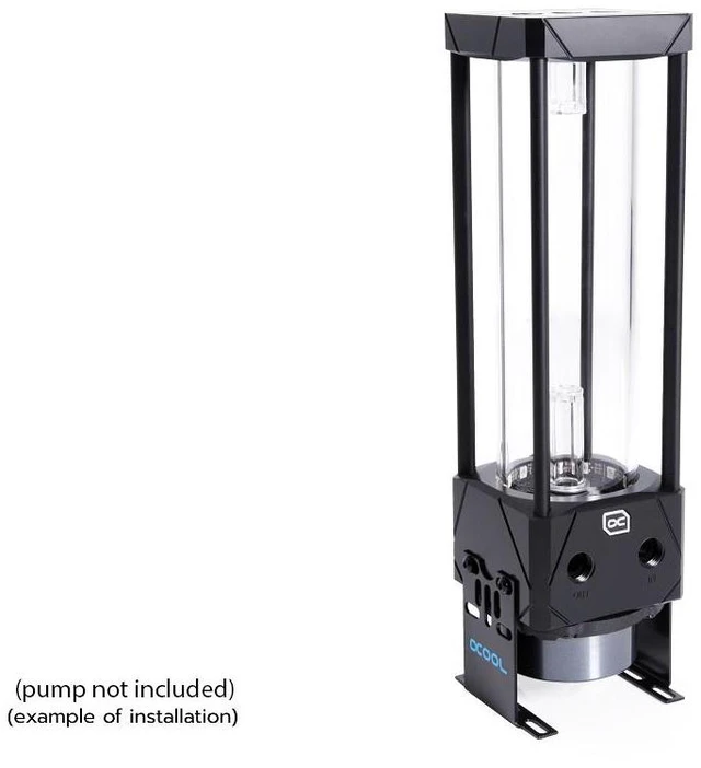 Alt view image 9 of 10 - Alphacool Eisbecher Aurora 250mm Glass Reservoir with D5 Body (Pump Not Included), Black/acetal, G1/4, Borosilicate Glass (15379)