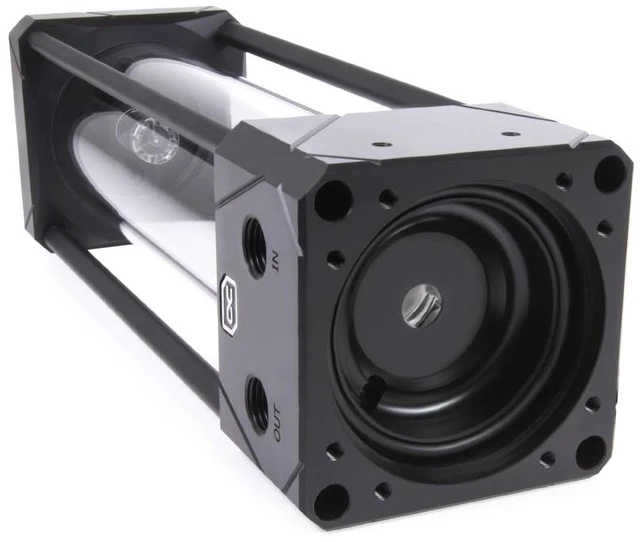 Alt view image 8 of 10 - Alphacool Eisbecher Aurora 250mm Glass Reservoir with D5 Body (Pump Not Included), Black/acetal, G1/4, Borosilicate Glass (15379)