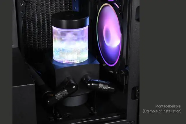 Alt view image 12 of 13 - Alphacool Core 100 Aurora Reservoir Acetal/Acryl with VPP Pump (15380)