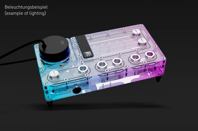 Alt view image 10 of 11 - Alphacool Core Distro Plate 240 Right with VPP Pump Reservoir, G1/4, 164 ml, Acrylic, Clear (15478)