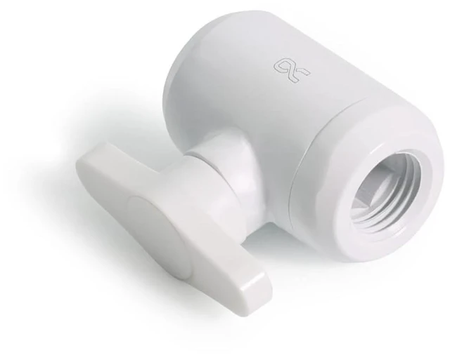 Alt view image 5 of 6 - Alphacool Eiszapfen 2-Way Ball Valve G1/4 - White Fitting, Brass (17630)