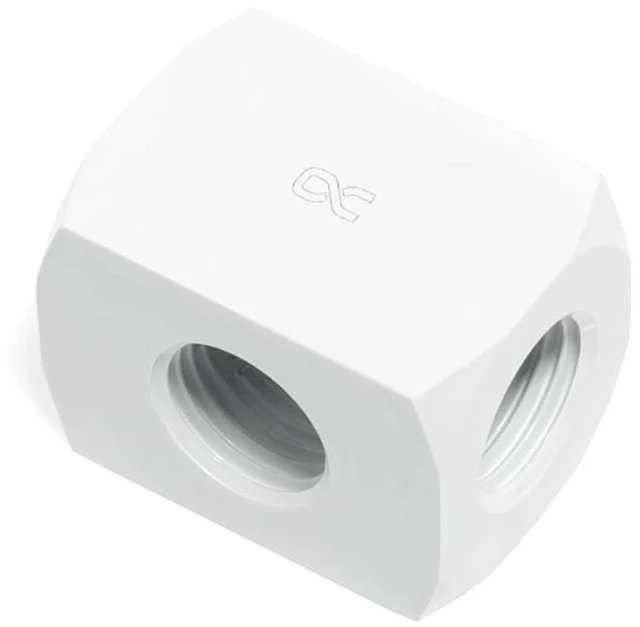 Alt view image 8 of 11 - Alphacool HF Connection Terminal TEE T-piece Round G1/4 - White Fitting, Brass (17629)