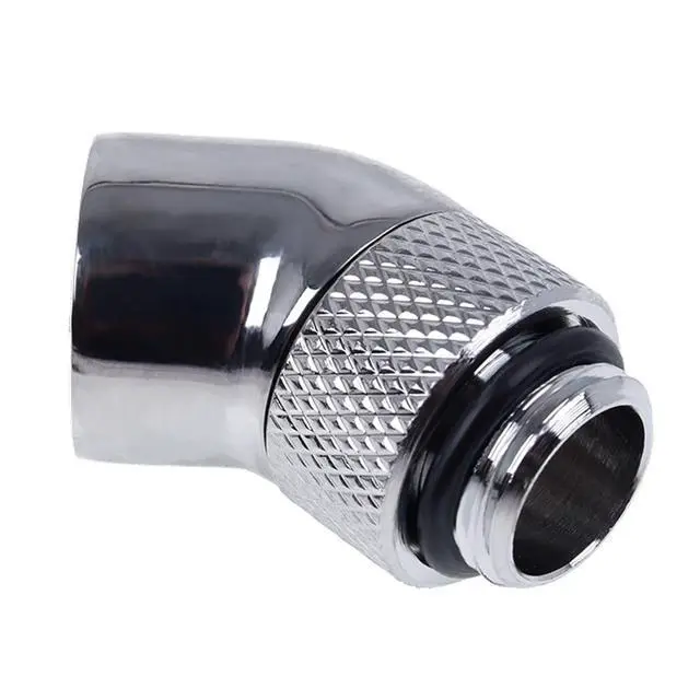 Alt view image 6 of 7 - Alphacool Eiszapfen G1/4" Male to Female Extender, 45 Degree Rotary, Chrome, 4-pack
