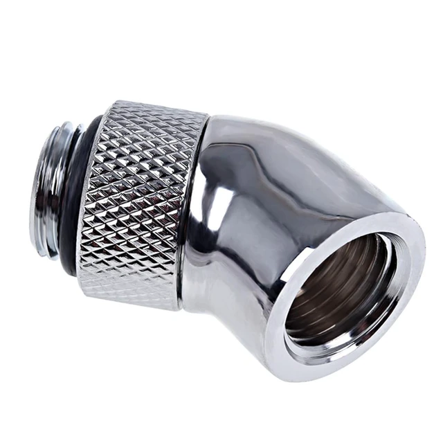 Alt view image 7 of 7 - Alphacool Eiszapfen G1/4" Male to Female Extender, 45 Degree Rotary, Chrome, 4-pack