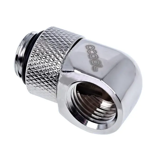 Alt view image 6 of 7 - Alphacool Eiszapfen G1/4" Male to Female Extender, 90 Degree Rotary, Chrome, 4-pack